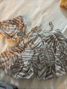 Banana Republic Beige Zebra-Print Ruffle Dress with Diaper Cover